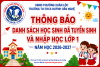 Thông báo danh sách đã tuyển sinh lớp 1 năm học 2026-2027