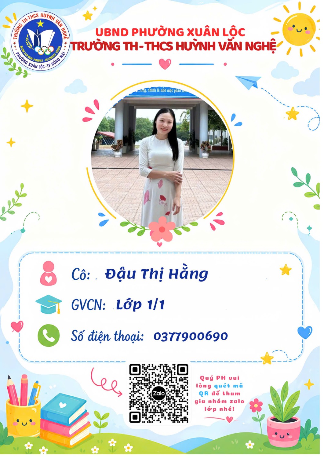 Trường TH-THCS kính gửi quý phụ huynh thông tin giáo viên chủ nhiệm lớp năm học 2026-2027.