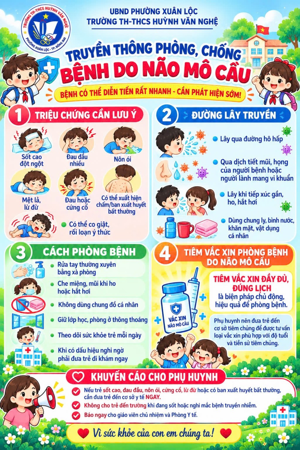 Chủ động nhận biết và phòng ngừa bệnh do não mô cầu.